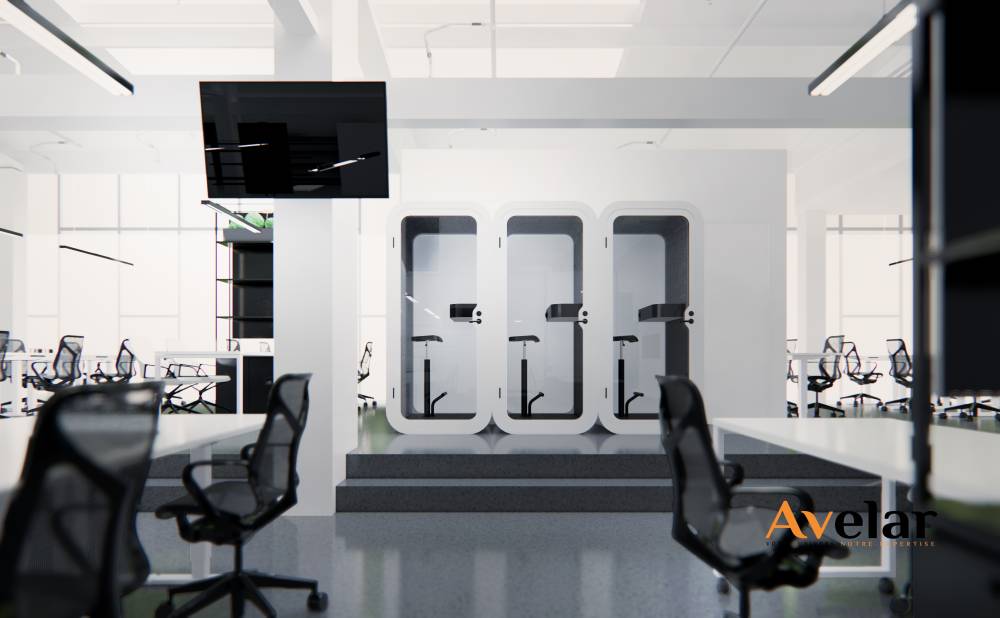 Amenagement dun espace de coworking en Espagne – Conception 3D par Avelar11